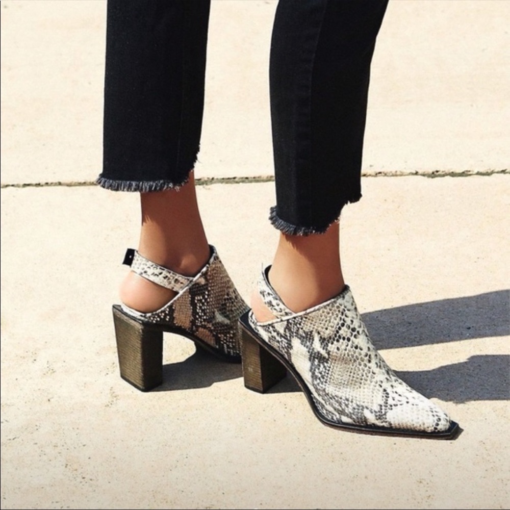 Free People Snake Skin Python Silver Storm Mule 39